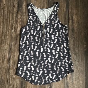 KISMET Flowered Sleeveless Zipper Top